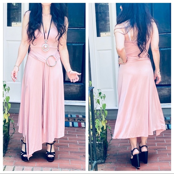 Gorgeous Rose Tank belted Asymmetrical Hem dress - Picture 4 of 9